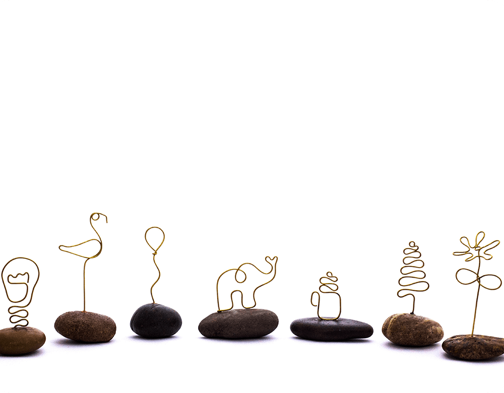 Pebble paper weight - Brass bends